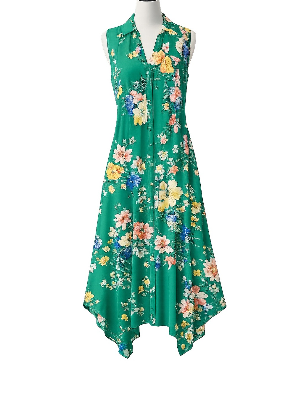 Anthropologie Rory Floral Midi Dress by Maeve sz 8 medium green